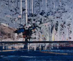 Paul Battams, Rockslide with Saplings, Acrylic on Canvas