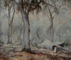 Terry Gleeson, Bush Views with Gums, Oil on Board