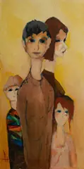 Peter Abraham, Family Portait, Oil on Canvas
