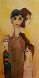Peter Abraham, Family Portait, Oil on Canvas