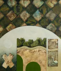 Ken Gailer, Green Landscape No.11, 1981, Mixed Media on Board
