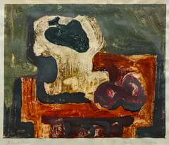 Still-life with Fruit by Bill Coleman, Monotype, sold May 2023