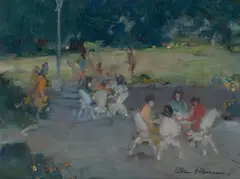 Allan Hansen, Afternoon in the Park, Oil on Canvas on Board