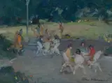 Allan Hansen, Afternoon in the Park, Oil on Canvas on Board