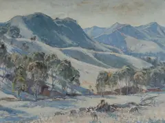 Tree Bordered Creek by John Rowell, c.1955, Oil on Canvas, sold May 2023