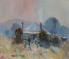 James Wynne, Rural Homestead, Oil on Canvas on Board
