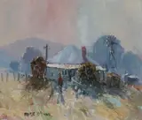 James Wynne, Rural Homestead, Oil on Canvas on Board