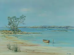 Bruce Swann, Secluded Beach, Oil on Board