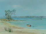 Bruce Swann, Secluded Beach, Oil on Board