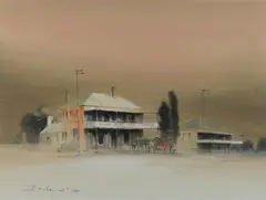 Rex Newell, Largs Hotel, Oil on Canvas on Board