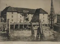 Old Commissariat Stores by Lionel Lindsay, 1912, Etching 31/50, sold May 2023
