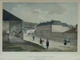 Louis Auguste De Sainson, Vue De George's Street a Sydney, Hand Coloured Lithograph