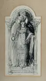 Ruby Lindsay, Female Architectural Study, Pen & Ink
