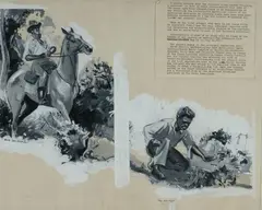 Roy Dalgarno, The Man Hunt, Gouache & Printed Text on Paper