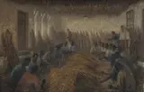Reinhold Hansche, Tobacco Workers and Overseers, Oil on Canvas on Board