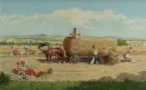 František Milan Lejček, Harvest Scene, Oil on Canvas