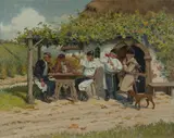 František Milan Lejček, Country Vineyard, Oil on Canvas on Board