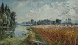 Alexandre Nozal, Champ du blé au bord de l'Eure, 1907, Gouache