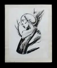 Ian Pollock, Untitled (Profile Bust), Ink & White Paint