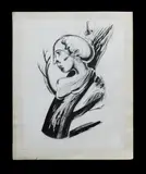 Ian Pollock, Untitled (Profile Bust), Ink & White Paint
