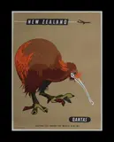 Harry Rogers, Qantas 'New Zealand' Travel Poster (Kiwi Bird)