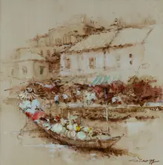 Ah Tee Ang, Singapore River, 1979, W/Clr & Gouache