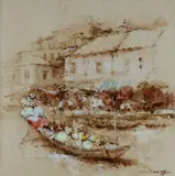 Ah Tee Ang, Singapore River, 1979, W/Clr & Gouache