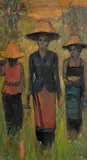 Sujarit Hirankul, Off to Market, 1965, Oil on Canvas