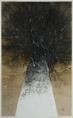 Joichi Hoshi, Hill Treetop (B), 1976, Woodcut ed. 68/99