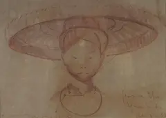Louis Rollet, Portrait of Vietnamese Female, 1932, Conte on Laid Paper