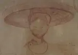 Louis Rollet, Portrait of Vietnamese Female, 1932, Conte on Laid Paper