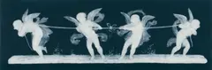 Albion Birks, Minton Pate Sur Pate Plaque, Rectangular form, decorated with 4 putti contesting a tug of war