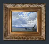 Elioth Gruner, Rural Property Under Cloudy Skies, Oil on Canvas on Board (double sided)