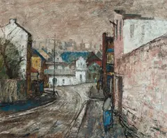 Glebe [Sydney] by George Lawrence, 1961, Oil on Board, sold Mar 2023