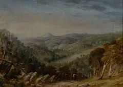 George Edwards Peacock, Australian Landscape with Travellers on a Path, 1852, Oil on Canvas