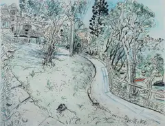 Peter Kingston, Bromley Ave, Mosman, 1991, Charcoal & W/Clr