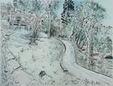 Peter Kingston, Bromley Ave, Mosman, 1991, Charcoal & W/Clr