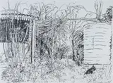Peter Kingston, Jan and Denton at Haefliger's Cottage, Hill End, 1995, Pencil