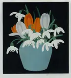 Hall Thorpe, Crocus and Snowdrops, Colour Woodcut