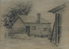 Elioth Gruner, Cottage and Outbuilding, Pencil