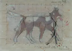 Tim Storrier, Dream Dog II, 1984, Mixed Media on Graph Paper