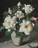 Alan Douglas Baker, Cream Roses, Oil on Board
