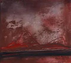 Stanislav Rapotec, Red Centre, 1966, Oil on Board