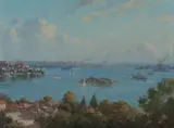 John Charles Allcot, Sydney from Rose Bay, Oil on Canvas on Board