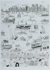 Peter Kingston, Hong Kong Harbour, c.1987, Etching A/P