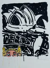 Peter Kingston, 6 Ikons, 1998, Hand Coloured S/Print on Arches Paper 39/199