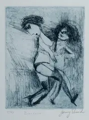 Dancers by Garry Shead, Etching with Aquatint 8/50 (Blue), sold Mar 2023