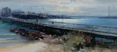 St Kilda Pier [Melbourne] by Ken Knight, Oil on Board, sold Mar 2023