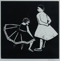 Ballerina and Instructor by Robert Dickerson, Linocut A/P, sold Mar 2023