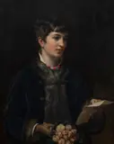 James Clark Waite, Portrait of a Young Woman with Flowers & Letter, Oil on Canvas